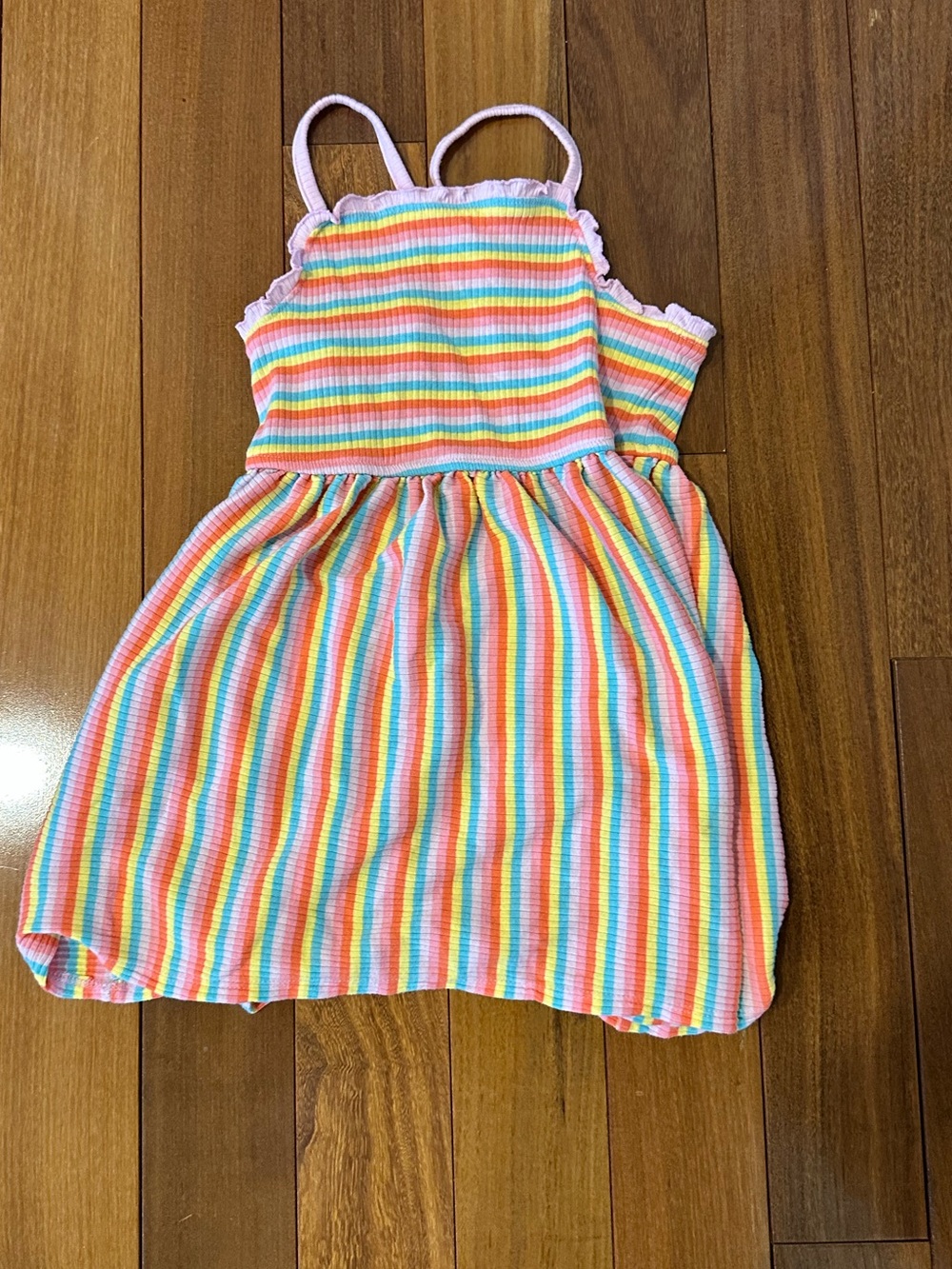 Cat & Jack Rainbow Stripe Sundress with Pink Straps